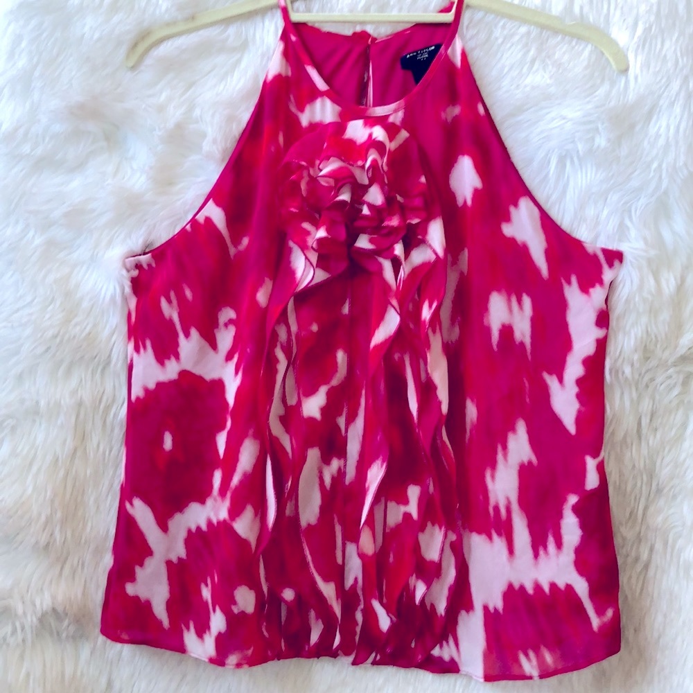 Sleeveless Halter Ruffle Blouse Pink Top Size 6P